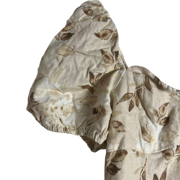 House of Harlow 1960 Samina Cream Floral Print Short Sleeve Crop Top Size 10 - Picture 5 of 8